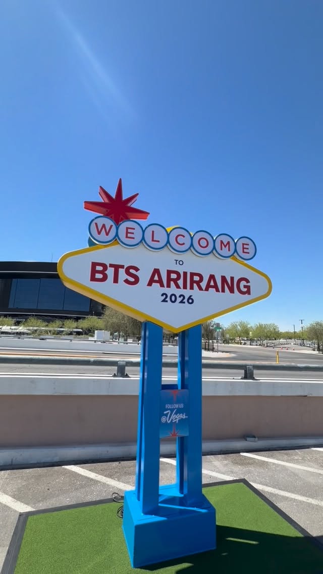 ARMY, we’ve got another photo op for you. 📸 

Stop by the iconic Las Vegas sign installations in Lot N and Lot G @allegiantstadium and capture your ARIRANG moment before the show. ✨

#BTS_THECITY_ARIRANG #BTS_THECITY_ARIRANG_LASVEGAS