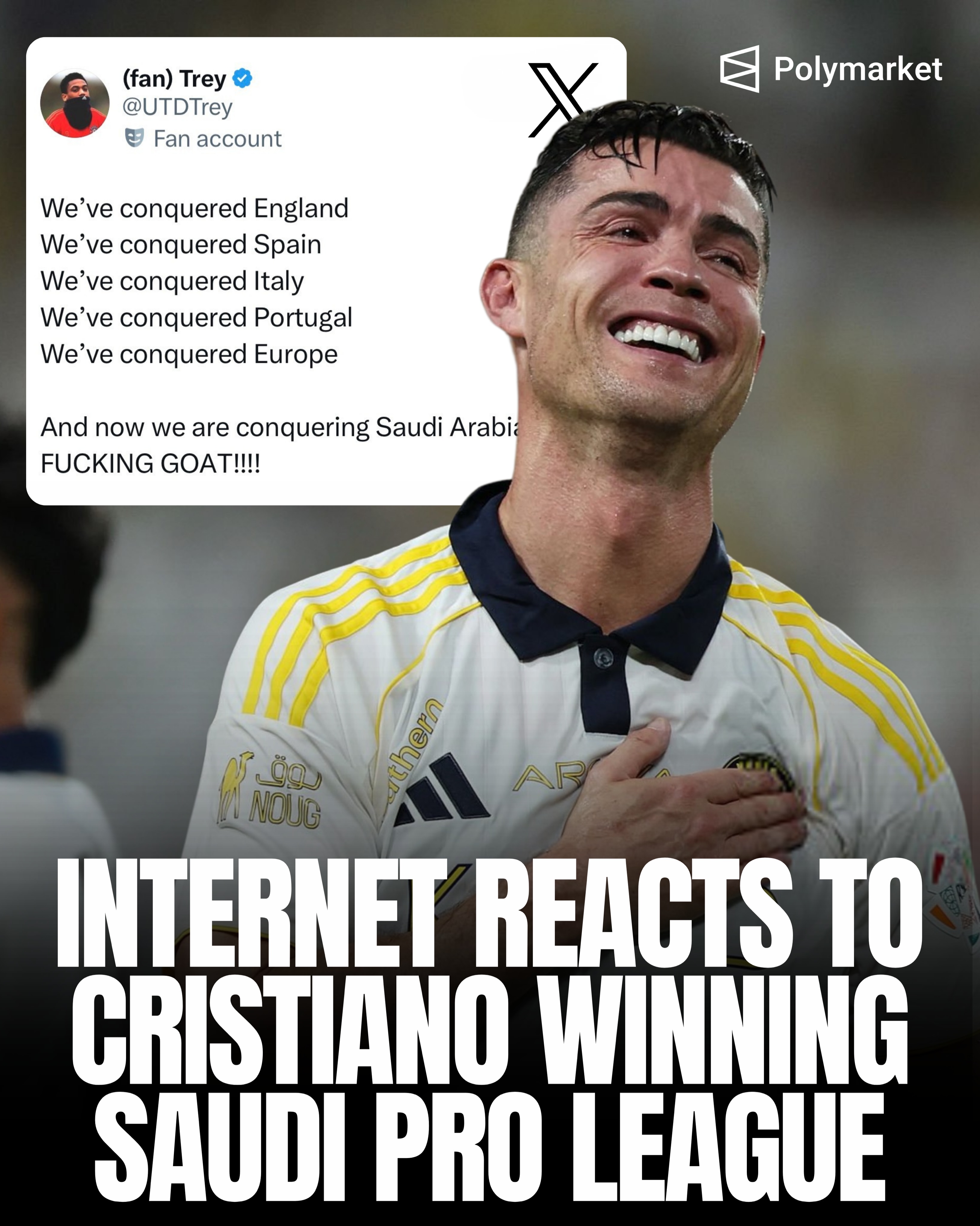 Cristiano Ronaldo keeps 𝒓𝒆𝒘𝒓𝒊𝒕𝒊𝒏𝒈 football history. 

He’s now the first player ever to win league titles in every country across 5+ different leagues he’s played in. Simply unmatched. 🐐🏆