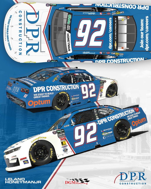 NEWS: @lelandhoneymanjr and @dprconstruction return to the No. 92 Chevrolet at @charlottemotorspeedway this weekend. He will also pilot the No. 92 at @nashvillesuperspeedway.