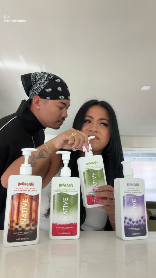 ✨#ad #nativeparter✨ somehow my @native shampoo made my hair smell like boba, now my husband wants to smell like boba too, lol! 😭🧋