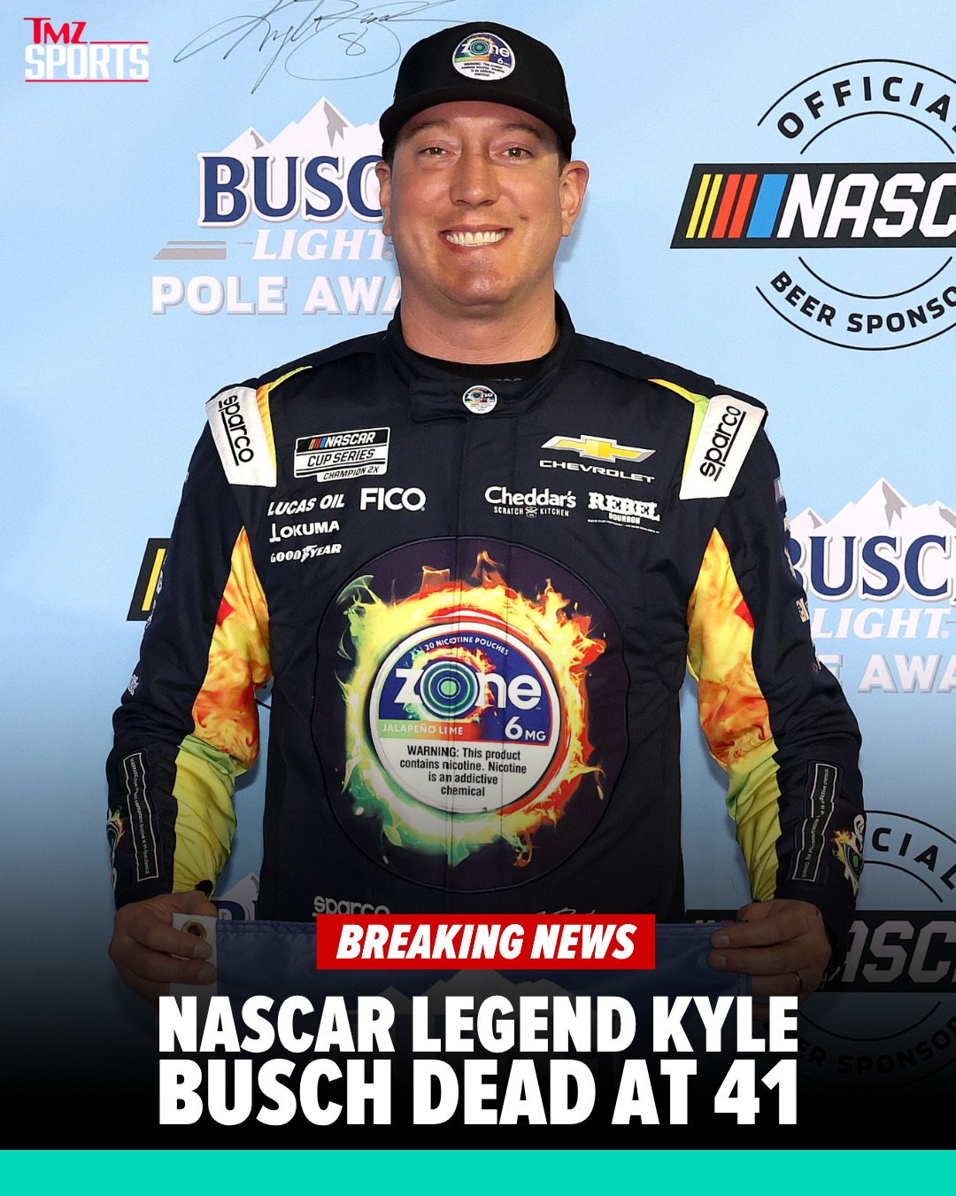 NASCAR legend Kyle Busch has tragically died at the age of 41. 💔🕊️

DETAILS AT LINK IN BIO 🔗