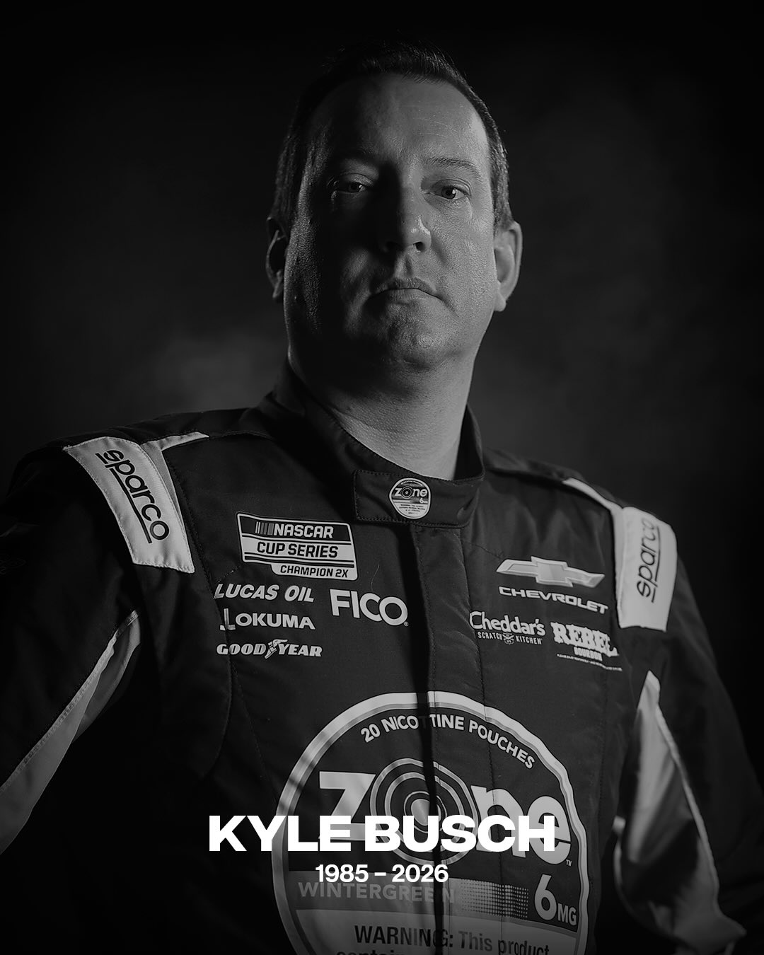 NASCAR icon Kyle Busch, best known as one of the sport’s greatest drivers and a two-time Cup Series champion, has died at the age of 41. 

Rest in peace to a legend 🕊️🙏

[📸: GETTY ]