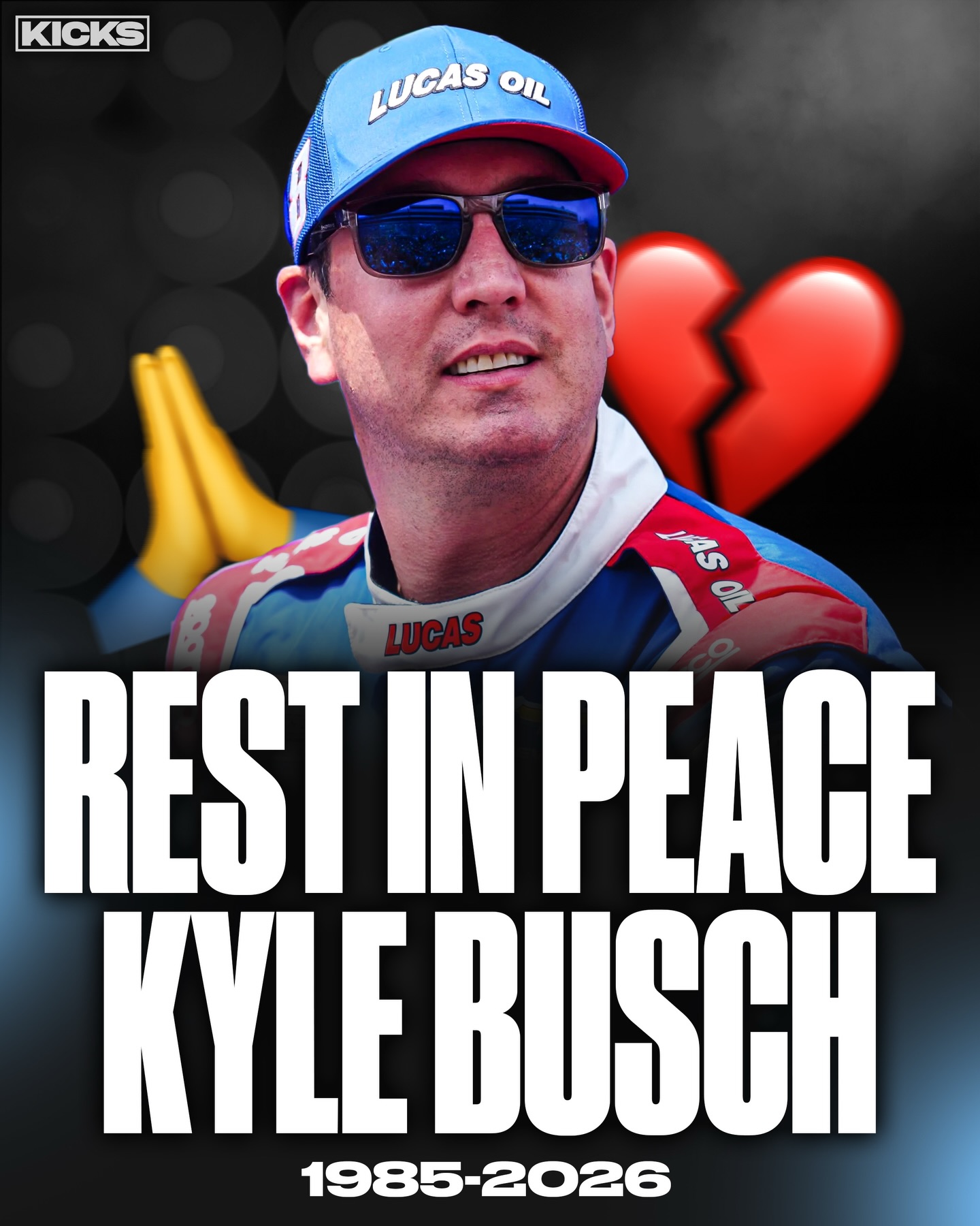 JUST IN: NASCAR legend Kyle Busch has died at 41 due to a “severe illness” 😔💔

11 days ago, Busch asked for a doctor to meet him after the race.

And just 6 days ago, Busch won the Dover 200 and was asked “Why do these moments never get old?” He replied, “Because you never know when the last one is.”

Absolutely gut-wrenching. Sending thoughts and prayers to the Busch family. 🙏