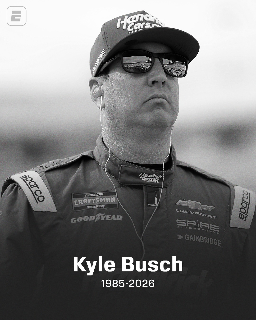 Bicampeão da Nascar Cup Series, Kyle Busch morreu, nesta quinta-feira, aos 41 anos de idade. O piloto havia dado entrada no hospital por motivos desconhecidos durante a semana e acabou falecendo, ainda sem causa divulgada. A ESPN deseja força aos familiares.