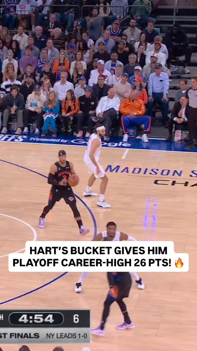 @jhart played with authority in Game 2, reaching a new playoff career-high in PTS! 💪 The Knicks lead the series 2-0 in the NBA Conference Finals presented by @google
