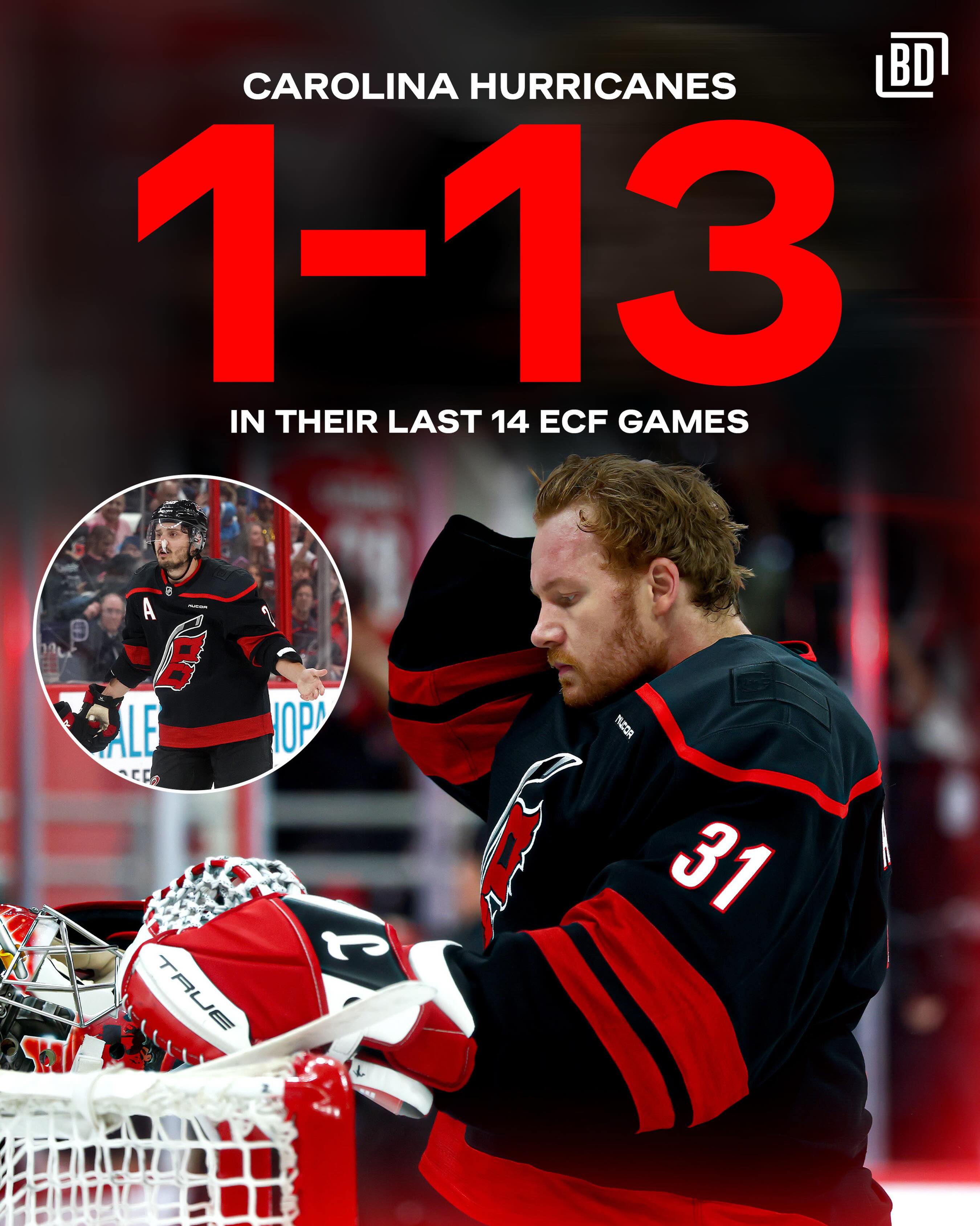 The Hurricanes are not fans of playing in the Eastern Conference Finals. 😬