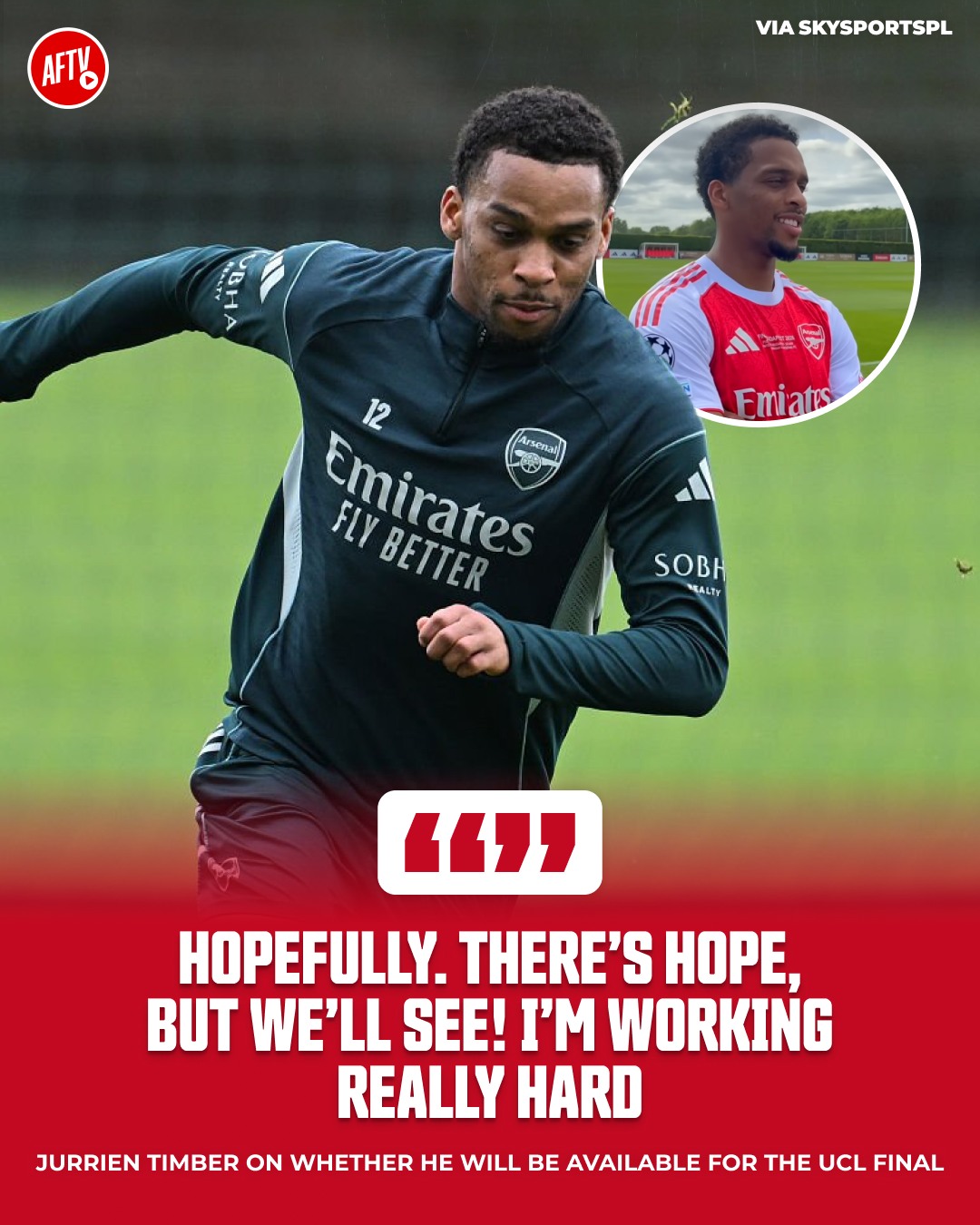 Jurrien Timber will do everything he can to play for Arsenal in the Champions League Final!! 💪