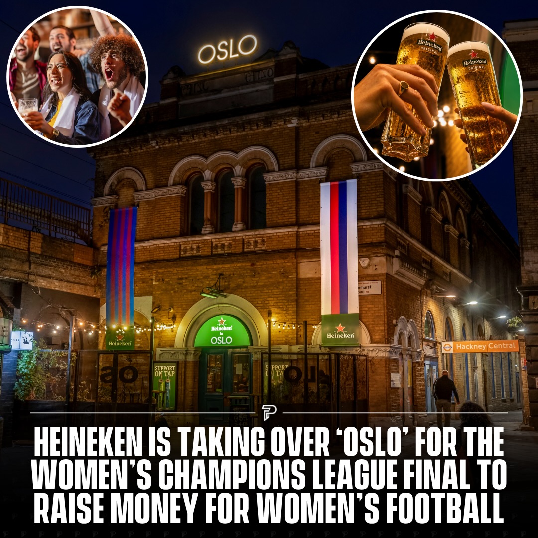 Heineken is taking over Oslo Bar in Hackney for the UEFA Women’s Champions League final, after local alcohol advertising rules mean the brand can’t promote itself in host city Oslo, Norway.

The final takes place on May 23, with FC Barcelona facing OL Lyonnes at Ullevaal Stadion. Instead of activating in Norway, Heineken will host a London watch party at Oslo Bar, with every pint poured raising money for women’s football.

Heineken said it will also donate beyond the amount raised on the night, increasing the totalcontribution from the event.

Former England players Toni Duggan and Izzy Christiansen are also set to attend, with a live pre match Q&A taking place before kick off.

#Pubity #Viral #Sports #Ad