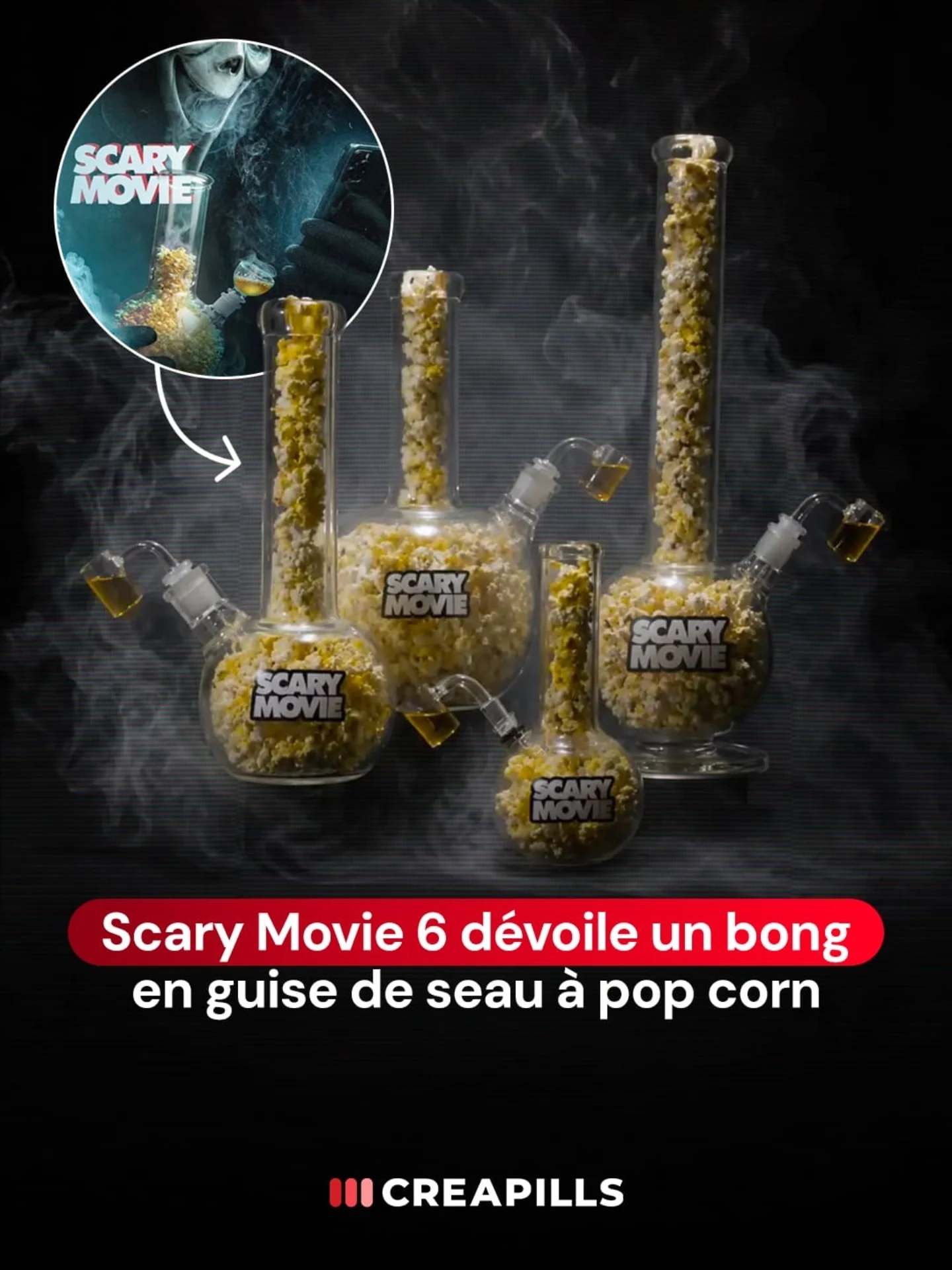 Scary Movie 6 a sorti le bucket à popcorn que les cinémas n'attendaient pas : un bong. 🍿

Le compte officiel du film vient de dévoiler un popcorn bucket en forme de bong, décliné en quatre tailles sous le slogan "Choose the piece that fits you just right". Un coup marketing bien absurde… à la hauteur de l’ADN de la franchise !