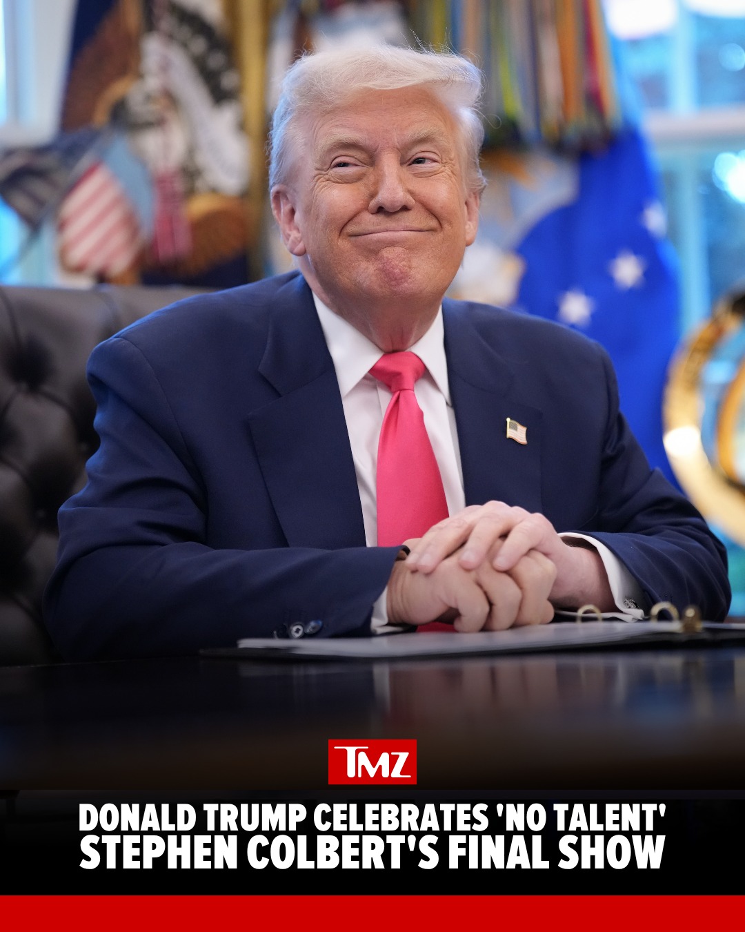 President Trump is wishing Stephen Colbert good riddance after his final late-night show, calling him a no-talent "dead person." 🗣️

FULL STORY AT LINK IN BIO 🔗