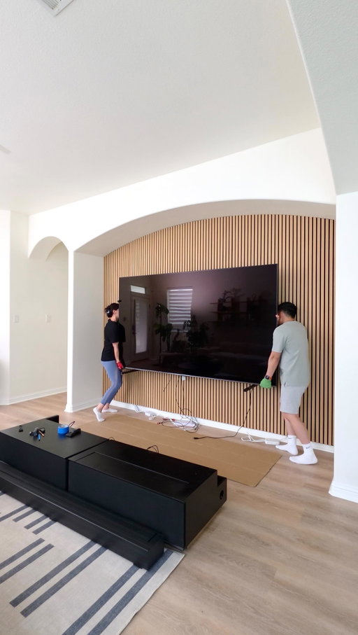 I can count on my wife for anything, even if it’s lifting a 140lb 100-inch TV!