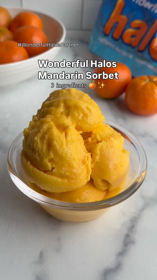 3-ingredient mandarin sorbet is officially our new favorite summer freezer snack 🍊✨#WonderfulHalosPartner

This tastes like a homemade orange creamsicle and could not be easier to make. I love using @halosfun mandarins because they’re sweet, seedless, easy-to-peel, and an excellent source of vitamin C. They’re also a hydrating snack which makes a refreshing little summer treat for the kids.

Ingredients:
• 6-8 Wonderful Halos mandarins (peeled & frozen)
• 1/4 cup coconut milk
• 2 tbsp maple syrup

Directions:
Freeze peeled Wonderful Halos mandarins until solid. Add to a blender or food processor with coconut milk and maple syrup, then blend until smooth and creamy. Serve immediately or freeze for a firmer sorbet texture.
Such an easy snack to keep on repeat all summer long!

#easysnack #kidssnack #Wonderfulhalos #summersnack