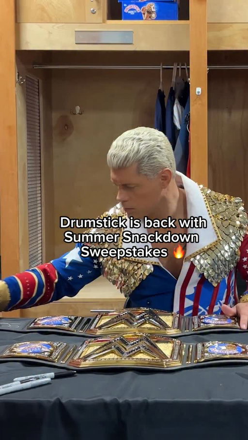 Your chance to get a piece of @americannightmarecody is HERE

Enter the Drumstick Summer Snackdown Sweepstakes
for a shot at cash, signed Cody Rhodes x Drumstick + WWE merch, and other prizes including a trip to SummerSlam!! ✈️

Over 400+ prizes dropping from now through
September. The more times you enter, the more chances
you have to win. 

🔗 enter in bio! 

No purchase necessary. Runs Now - 8/31/2026. US res only, 18+.

#sweepstakes #summersnackdownsweepstakes #drumstick #codyrhodes #wwe