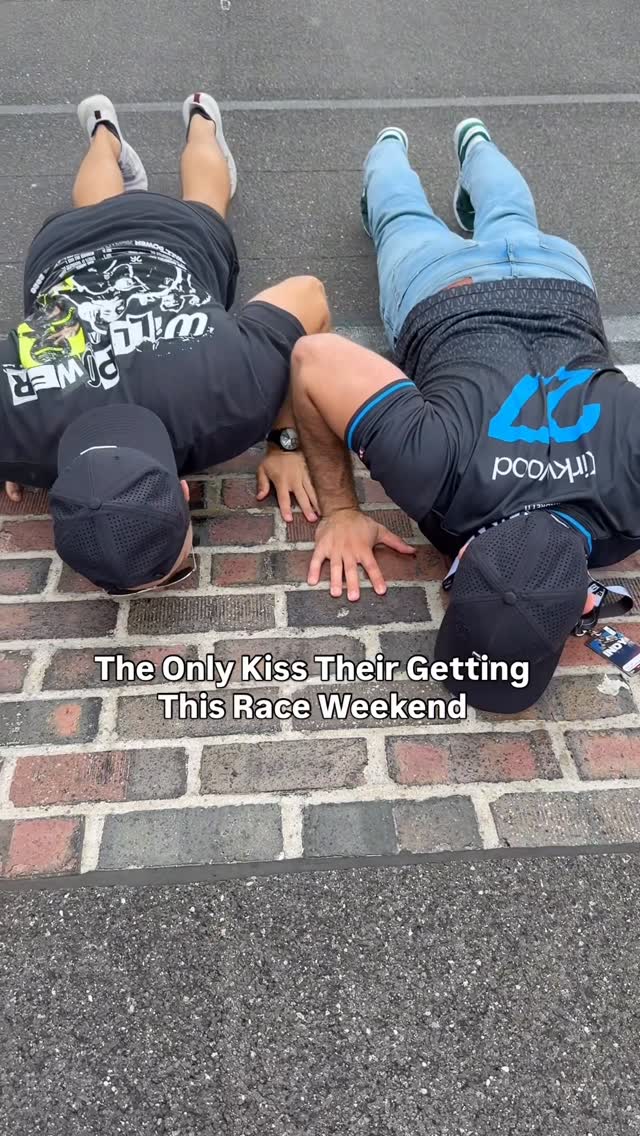 A famous Indy 500 tradition! Kissing the bricks! The only action the boys will be getting this weekend! 
Go @andrettiindy 🏁