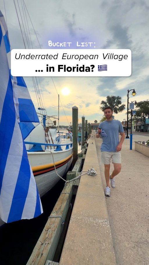 BUCKET LIST: The most Greek town in America?! 🇬🇷🧽🌴 
—-
We explored an underrated town in Florida, 📍 Tarpon Springs, FL - and made the itinerary all thanks to @Meta.AI Download the Meta AI app to try yourself. @meta! #bucketlist #travel #florida
—-
((Travel recommendations shown are AI-generated. The town and businesses shown have not endorsed Meta AI, and Meta is not affiliated with any of them.))
