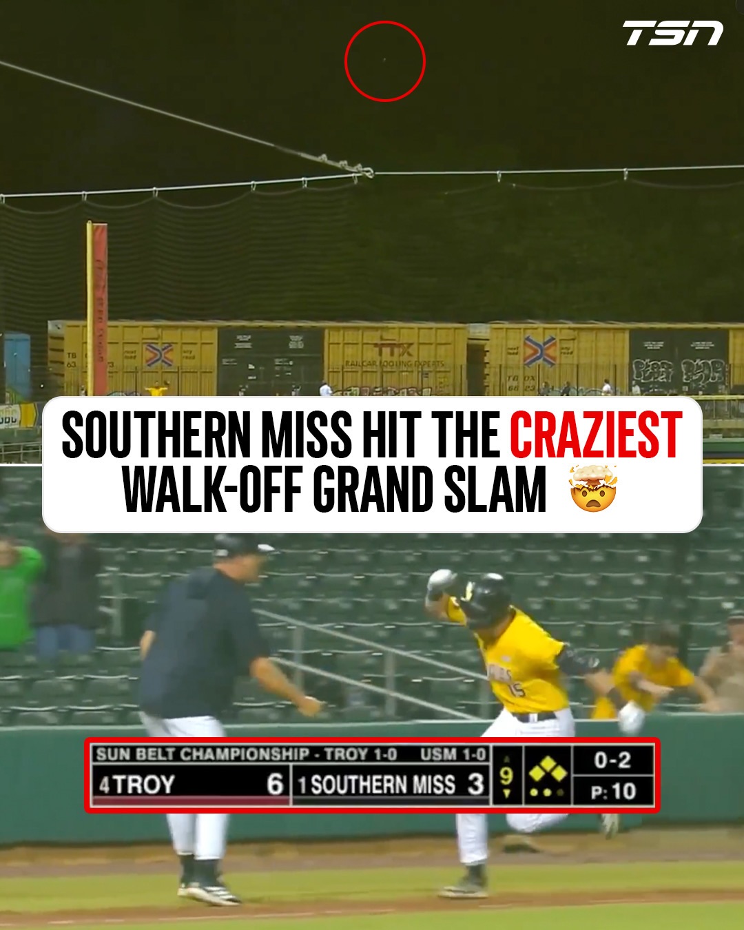 Down by three, with two outs and an 0-2 count, Drey Barrett hits the PERFECT grand slam to walk-off the game for Southern Miss in the Sun Belt tournament. 😤😱

(via @southernmissbsb)