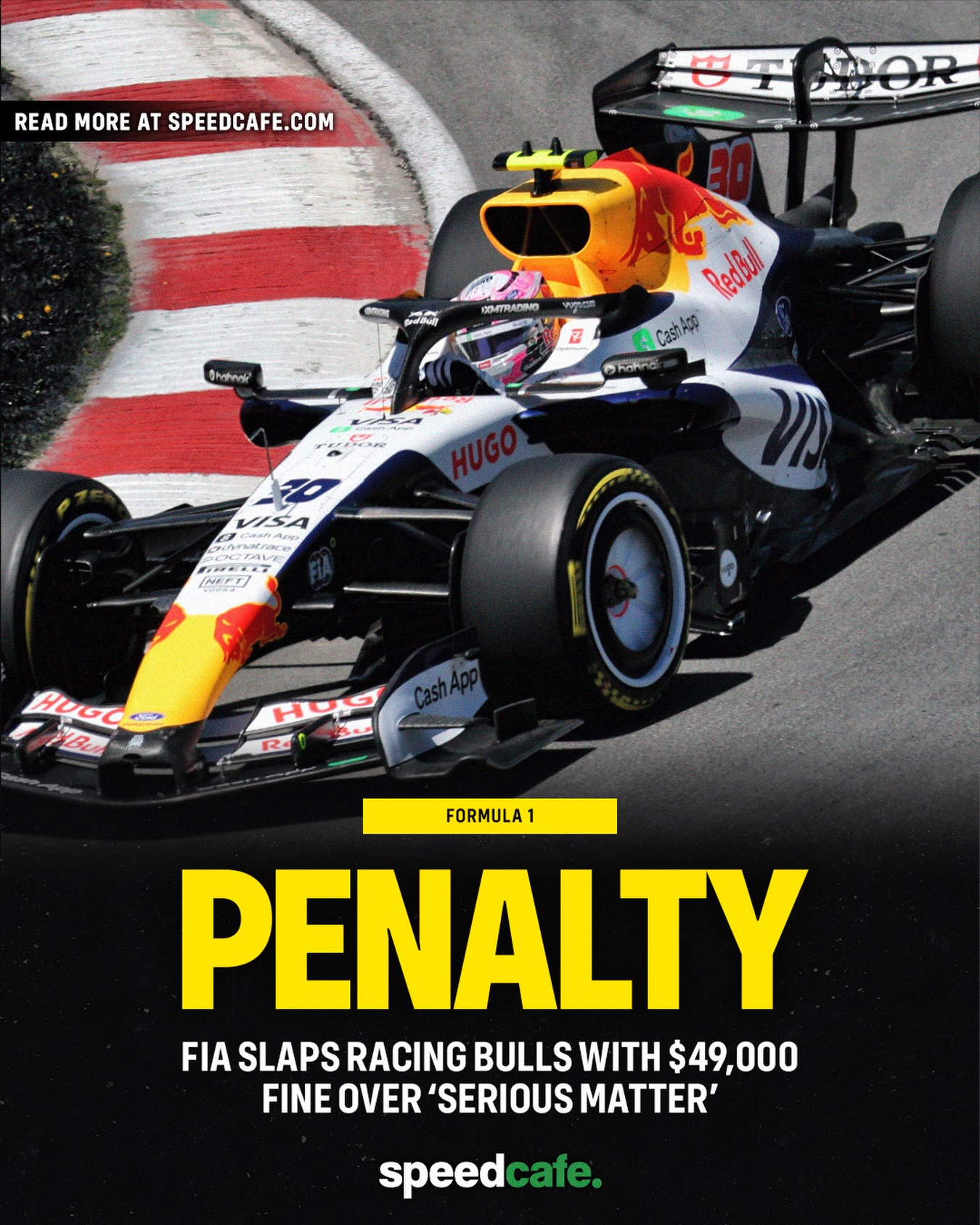 FIA STINGS RACING BULLS 🪼

Racing Bulls has been stung 30,000 euros ($49,000 AUD) by the FIA for what it said was an inexcusable issue during Practice 1 at the Formula 1 Canadian Grand Prix.

Inside the opening 10 minutes of the day’s sole practice, Liam Lawson’s car ground to a halt with a hydraulic-related issue and brought out the red flag.

Cars are fitted with a Clutch Disengagement System (CDS) that works as an emergency release.

The system allows trackside marshals to bypass any hydraulic or electrical issues and puts the car into neutral so that it can be moved.

However, in that instance, the system on the #30 VCARB 03 did not work.

According to the FIA stewards report, Racing Bulls had been warned about its system.

The team was fined 30,000 euros for the infringement for a breach of Article C9.3, of which 20,000 euros is suspended subject to no further breach of the regulation by the competitor for either of its cars.

🔗 Read the full statement at Speedcafe.com