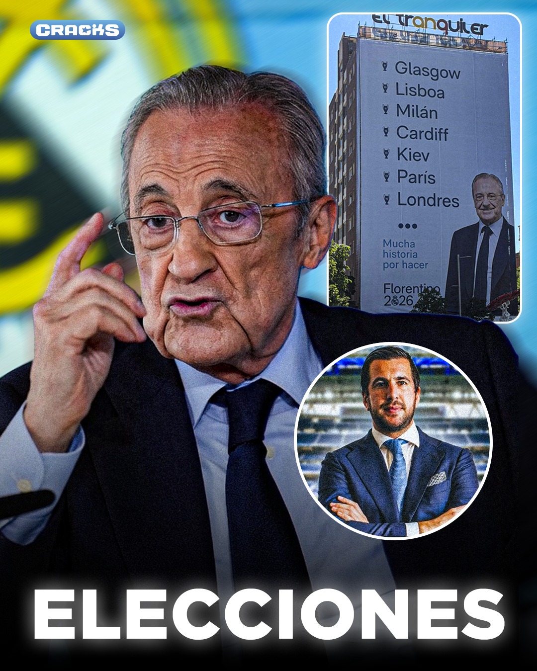 🚨⚪ ¡FLORENTINO PÉREZ YA ES CANDIDATO OFICIAL!

🤍 La Junta Electoral aprobó por su candidatura a la presidencia del Real Madrid

⏳ Si nadie más se presenta antes de medianoche, mañana será reelegido oficialmente

👀  Se reporta que Enrique Riquelme sí presentará su candidatura esta tarde en Valdebebas

🏟️ Y mientras tanto, ya apareció una enorme publicidad cerca del Bernabéu: “Mucha historia por hacer”
