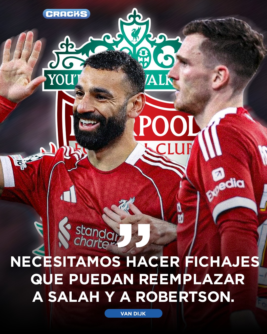 🚨🔴 VIRGIL VAN DIJK PIDE MÁS FICHAJES

🗣️ “Necesitamos hacer fichajes este verano que puedan reemplazar a Mo Salah y Andy Robertson”

👀 Todo apunta a que se vienen cambios grandes en Anfield