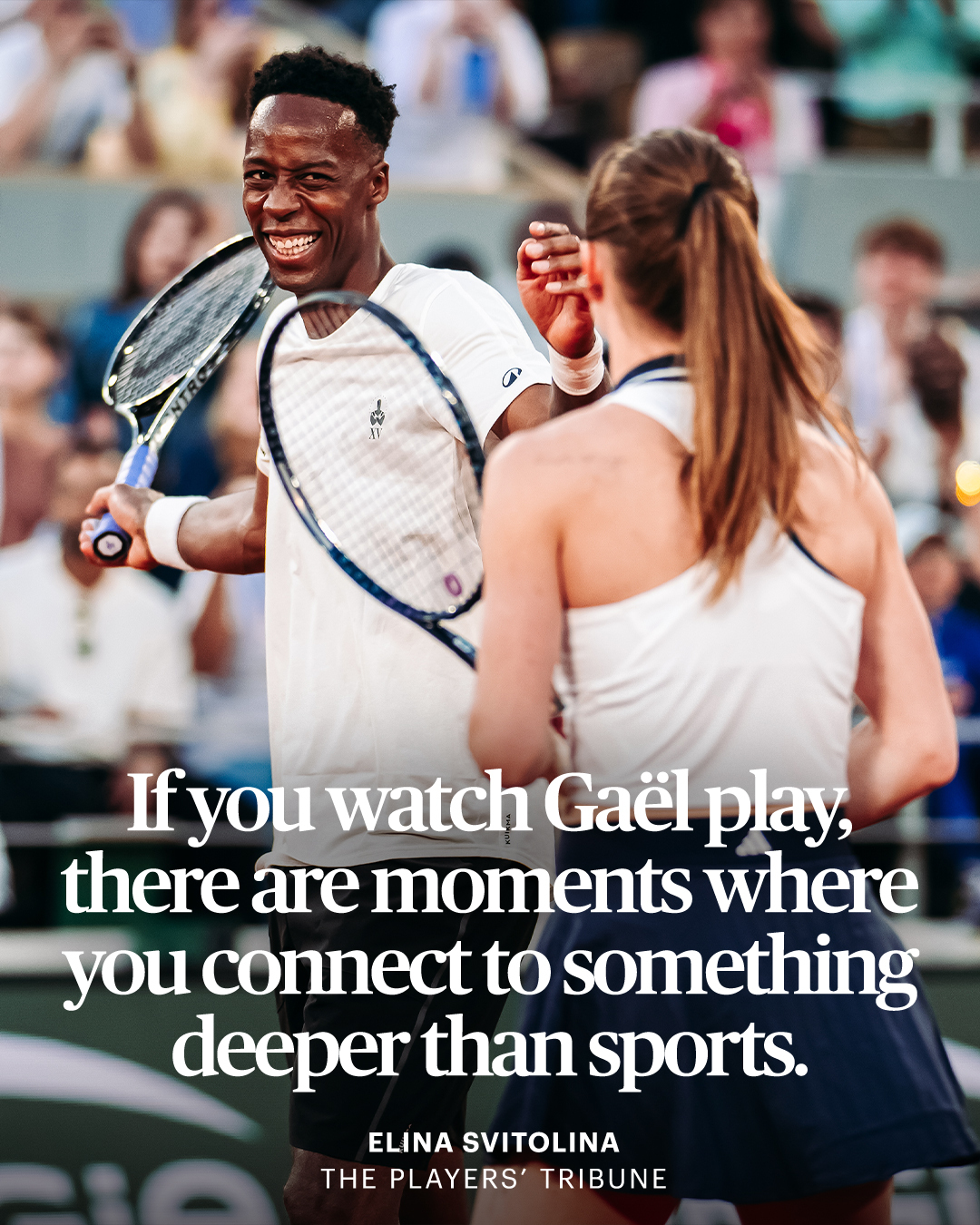 Elina Svitolina honors her husband, Gaël Monfils, in a letter to their daughter: “You will understand why your dad means so much to so many people around the world. You will understand why his career has been such an amazing one….… and why his final Roland Garros is such a beautiful moment.

You will understand why sometimes, tennis, it’s about more than just tennis.

But I will start here by telling you about the tennis itself — because when it comes to your dad and this topic, there is a lot to tell. The first thing you should know, I think, it’s that Gaël Monfils was one of the greatest shot-makers anyone has ever seen. There are others who were more consistent, or who made fewer mistakes.…. but it’s interesting. Because when you say why these players are great, maybe you are needing to give a long explanation. Or you are needing to show many statistics, or a whole match, or a whole tournament. But with your dad? It’s not like this. With your dad, it’s so simple. You can show someone a single point of his, even a single shot … and now they will ‘get it.’ Because your dad, in just one shot, one moment, he could achieve what I think few athletes ever achieve. He could make people feel something. Almost like at a concert and there’s a perfect song, or at the movies and there’s a perfect line, and you have this feeling like, Oh my god. WOW. It takes your breath away. I wouldn’t say that sports are usually like this.…. they are competition, you know? But if you watch Gaël play, there are moments where you connect to something deeper than sports. Where you feel like, OK, tennis…… this is not just one player trying to grind another player to dust. When it’s in the very best moments??? It’s also magic.

And your dad was the best magician.” (Link in bio) • 📸: Robert Prange, Fred Dufour, Zak Kaczmarek