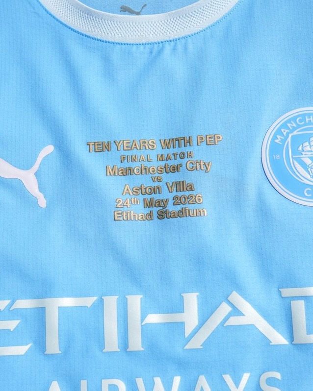 10 Years of Pep 🔟

Manchester City have made 500 of these special shirts with Pep match detailing available ahead of his last match tomorrow.