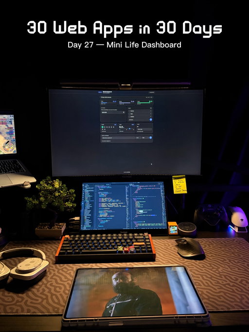 Comment LIFE 👇

Day 27/30 — Mini Life Dashboard 
Part of my 30 Web Apps in 30 Days series.

See your habits, time, and daily stats in one place.

Understand your routines better 
and visualize your life with data.

Simple, clean, and surprisingly insightful.

No signup. Just useful tools.