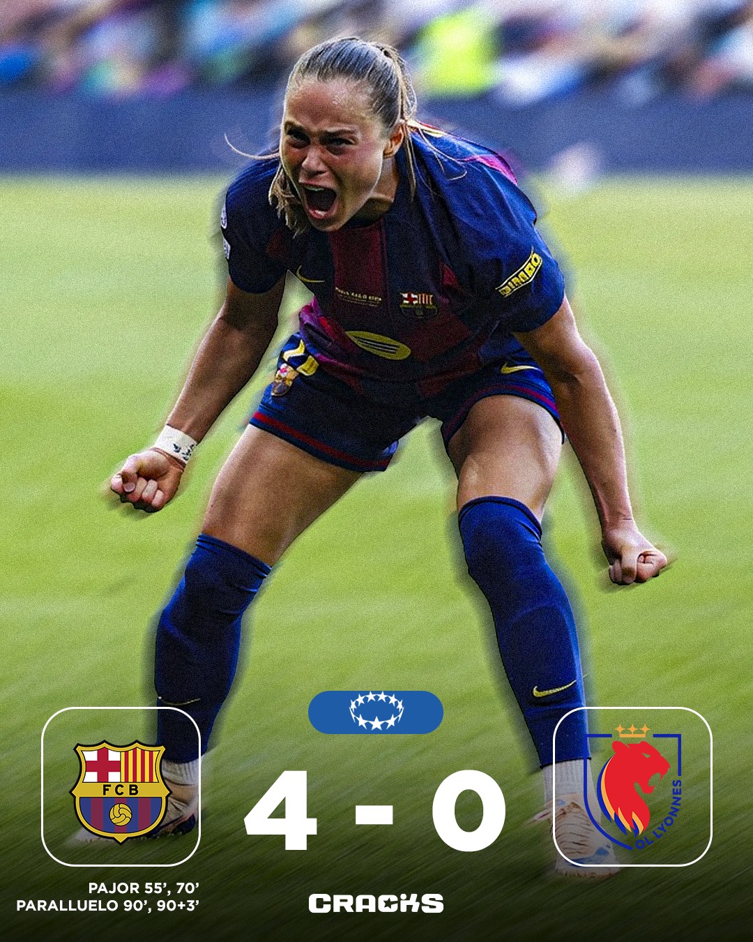 ➟ 𝙁𝙄𝙉𝘼𝙇 | Barcelona F 4-0 Lyon F

𝐄𝐋 𝐁𝐀𝐑𝐂𝐀 𝐅𝐄𝐌𝐄𝐍𝐈𝐋 𝐆𝐀𝐍𝐀 𝐋𝐀 𝐂𝐇𝐀𝐌𝐏𝐈𝐎𝐍𝐒.

Gran Final 🗓 | Women's Champions League 🇪🇺
