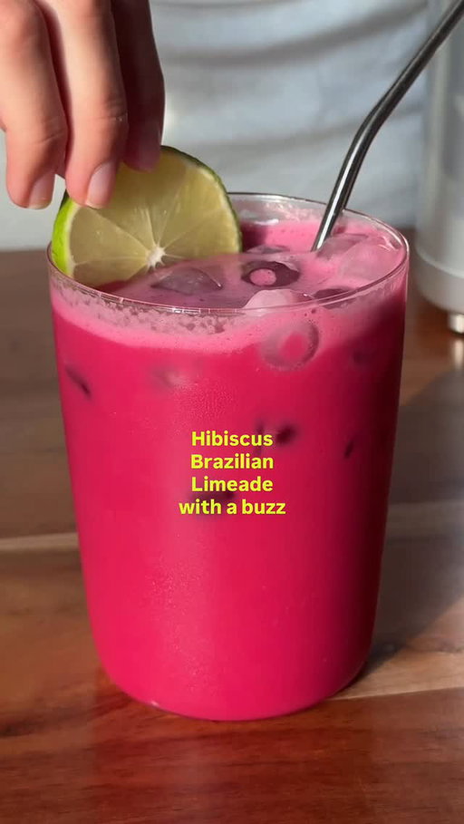 Smooth & Creamy Hibiscus Brazilian Limeade 🌺🍋‍🟩

- 1 small lemon (quartered)
- 1 small lime (quartered)
- 1 1/2 oz Nowadays
- 1 cup strong hibiscus tea
- Drizzle of olive oil
- Pinch of salt
- Honey (to taste)

Blend, strain over ice, & enjoy 👅