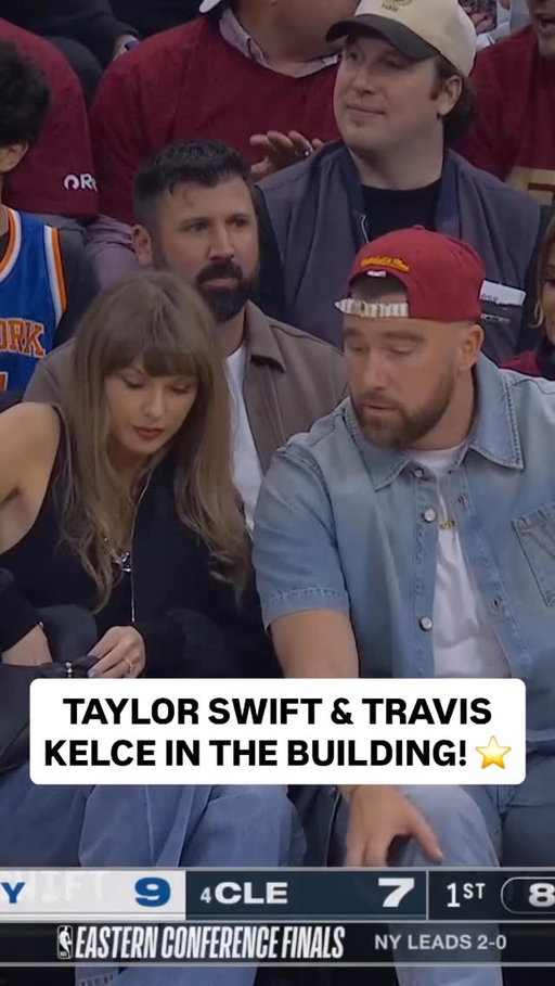 @taylorswift and @killatrav sitting courtside for NYK/CLE Game 3! 🤩 NYK/CLE • Game 3 on ABC • LIVE NOW <link in bio>