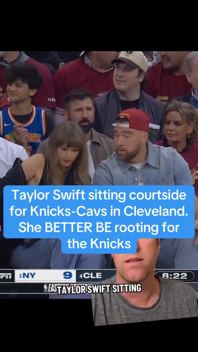 Taylor Swift sitting courtside for Knicks-Cavs in Cleveland. She BETTER BE rooting for the Knicks. I don’t wanna hear any of this Kelce Cleveland shit, Taylor. We remember the Amare Stoudemire video! The internet doesn’t forget!