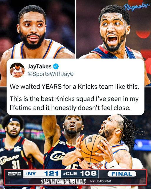 THE KNICKS ARE ONE WIN AWAY FROM THE FINALS 🔥
New York wins Game 3 in Cleveland 121-108 to take a 3-0 series lead 😳