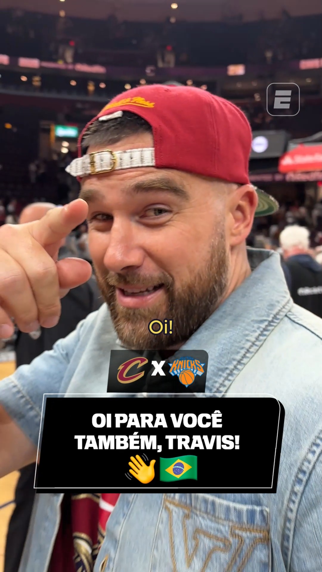 Travis Kelce marcou presença no jogo 3 entre Cavaliers e Knicks e... 😆

Assista aos jogos da NBA pela ESPN no Plano Premium do #DisneyPlus.

#NBAnaESPN #cavaliers #knicks #traviskelce