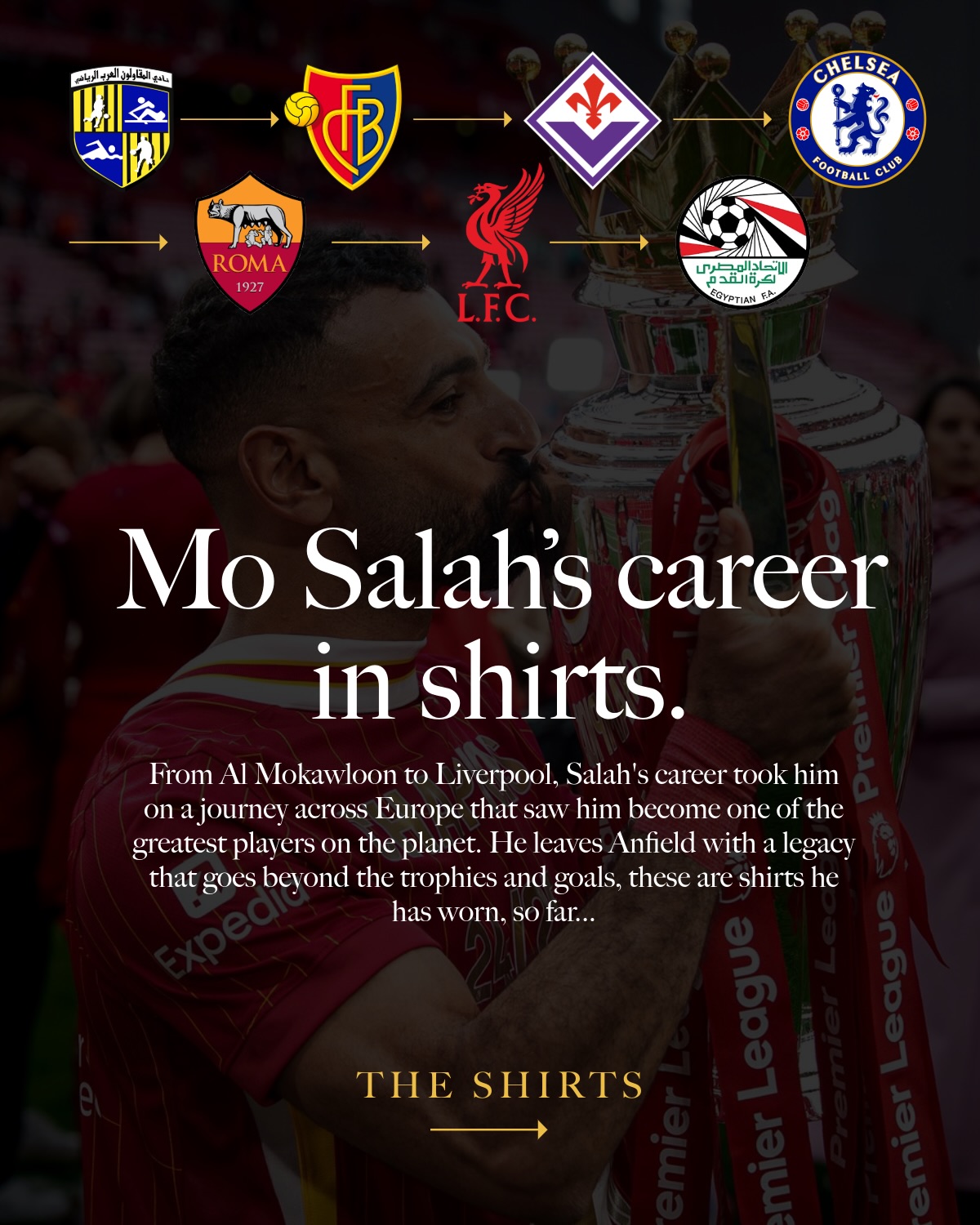 A King Leaves His Throne Today 🤴

Mohamed Salah plays his final game for Liverpool so we’ve taken a look through the shirts that have defined his career so far.

Shop Salah via the link in our bio 👆🛒