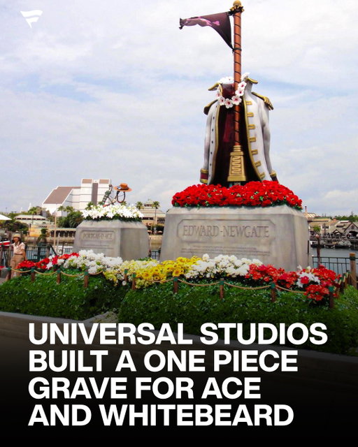 Universal Studios Japan built a real memorial for Ace and Whitebeard 🥺

As part of their One Piece Premier Summer event, the park recreated the iconic graves from the aftermath of Marineford almost exactly as they appeared in the anime.

Ace’s grave includes his hat, beads, and dagger surrounded by white flowers, while Whitebeard’s monument features his captain’s coat and pirate flag above a massive bed of red flowers.

Even the details and flower colors closely match the original scene from One Piece.
