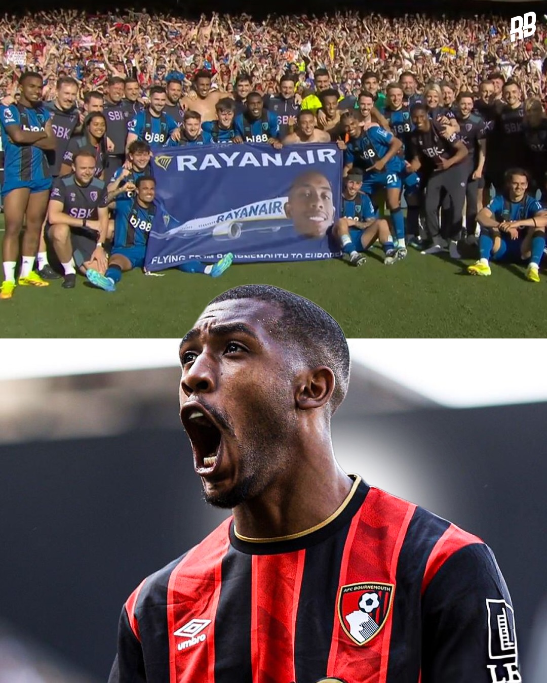 This is jokes… Bournemouth secured a spot in the Europa League next season, and brought out a “Rayanair” banner to celebrate 🤣✈️

This Bournemouth team is special. Bought in Eli Junior Kroupi in the summer and Rayan in January… and they’ve just led Bournemouth to European football for the first ever time. Showing that smart recruitment is the best route to success. Love to see it 👏🏽