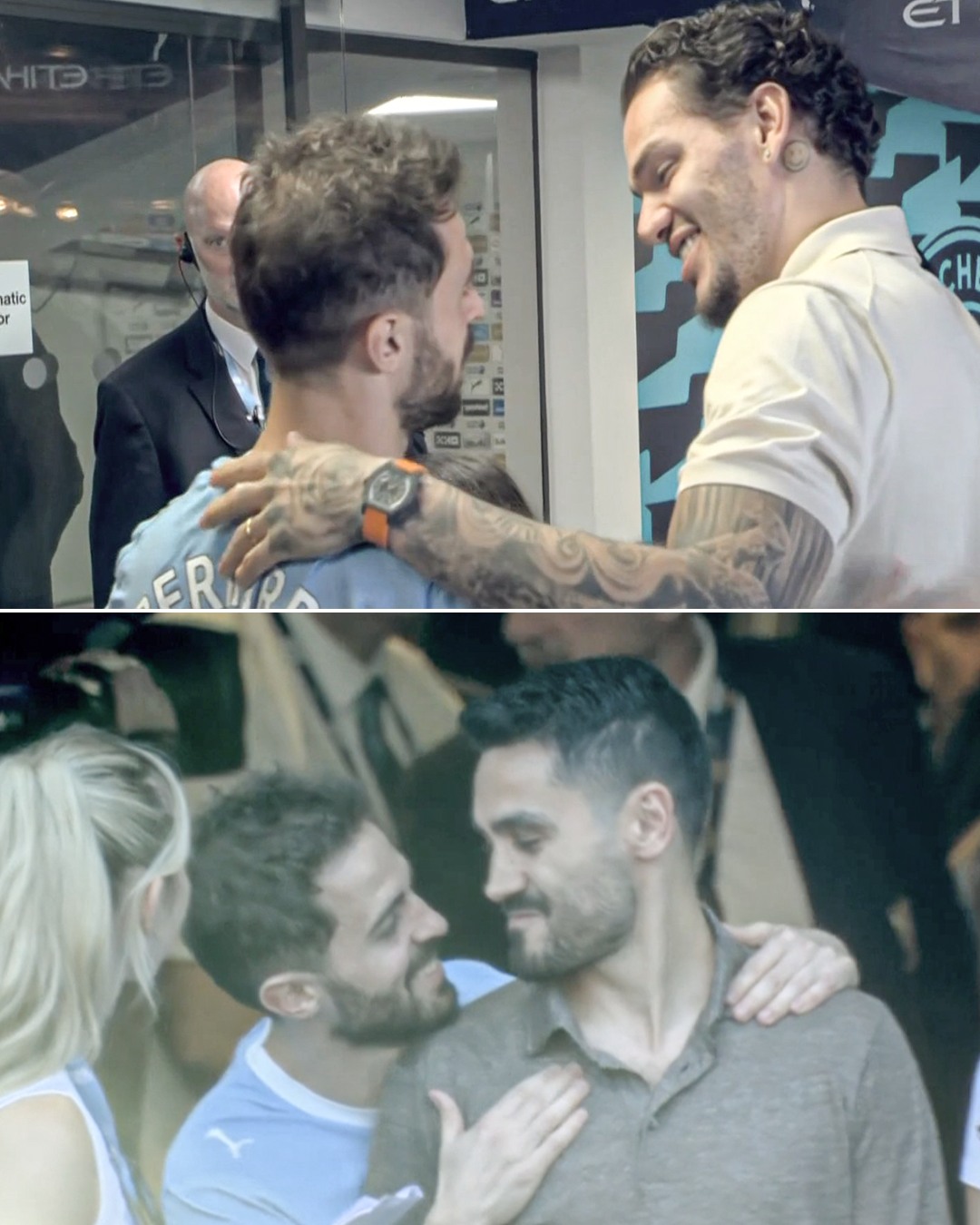 Former Manchester City players Ederson and Gundogan are at the Etihad to say farewell to Pep Guardiola 🩵