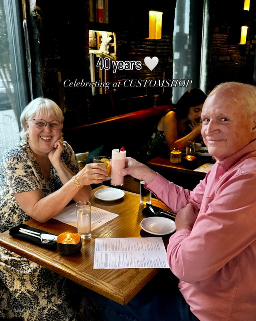 And just like that we’ve been together 40 years - and most days still like each other 🤭
Bringing year 41 in in style @customshopclt 🥰
TIPS: 
🥃 One of the best old fashioneds in town
🦐 Fav dish of the night - Tiger Prawns (thanks @michaelchillywinters for the rec)
🍖 The oxtail pasta was a surprising delight
🍮 NEVER EVER skip the flan 
❣️ Save this post so you know what to order when you go 😉
#weorderedright #leftfullandhappy #finerwiththyme