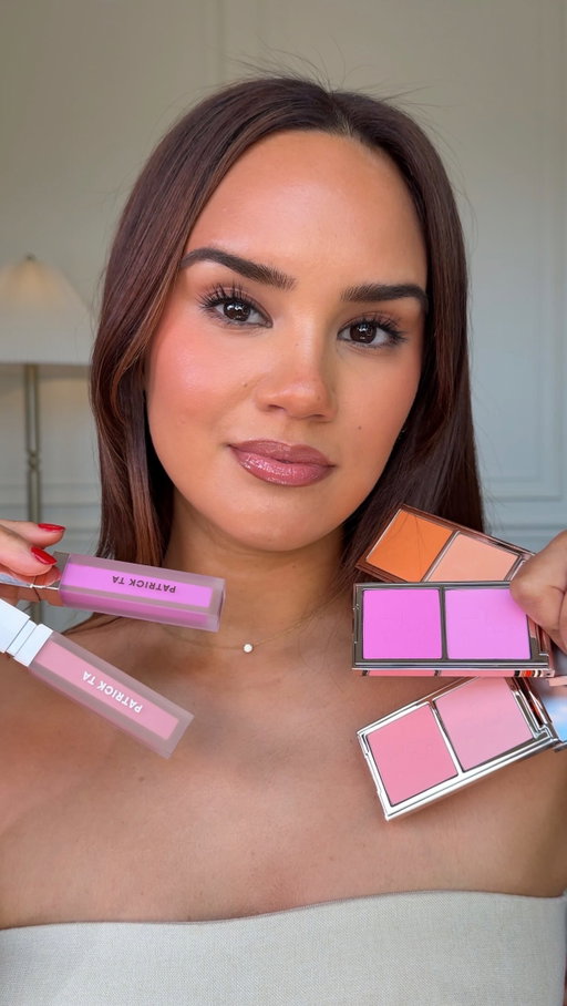 trying the new Patrick ta transition blushes, there are 2 diff formulas one is a liquid and a sheer powder. #patrickta #liquidblush #newmakeup #pinkblush