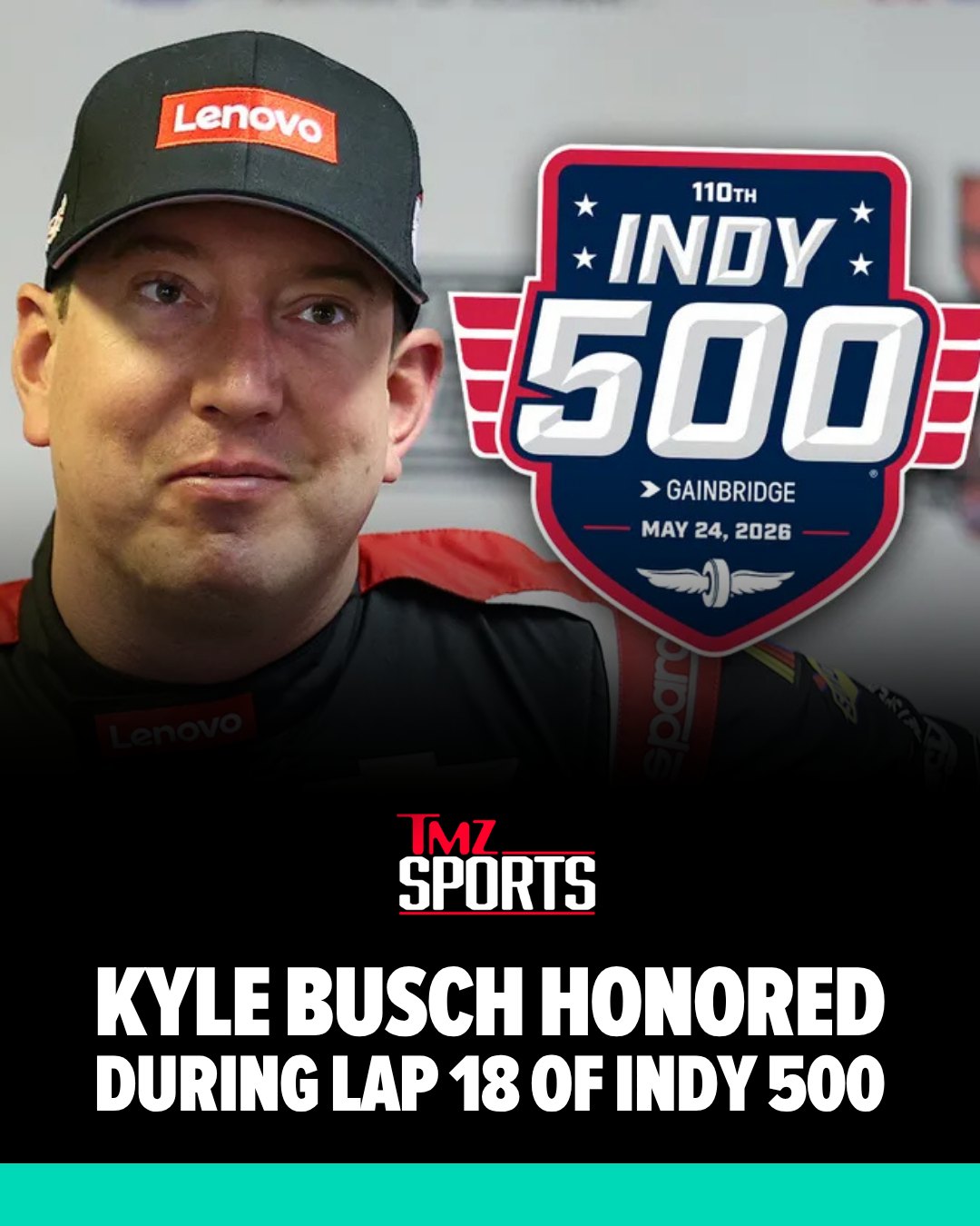 Kyle Busch received a tribute in the middle of the Indy 500 Sunday ... with the crowd falling silent out of respect for him during lap 18 -- a nod to his former number. 🕊️