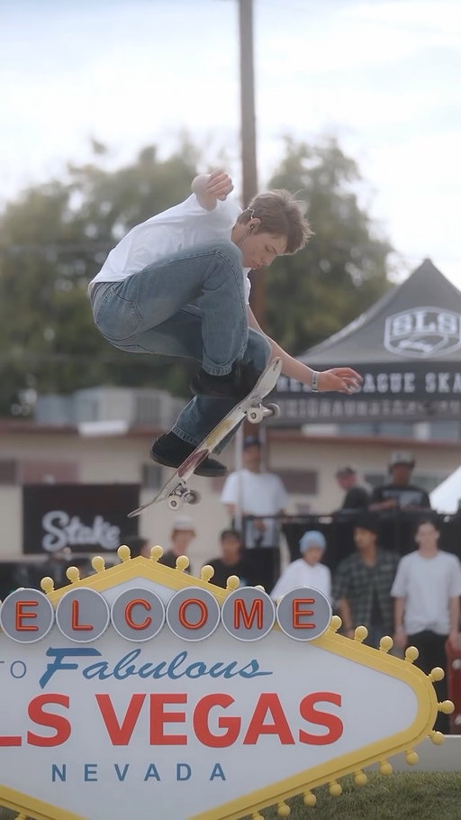 This Hardflip 😮‍💨 @kristion_sk8 during our SLS Las Vegas Wildcard Jam last year!