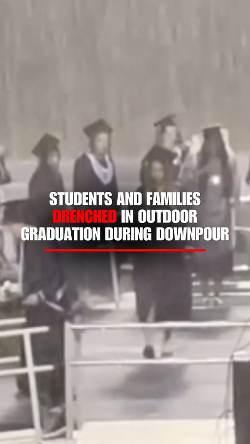 A graduation ceremony in Franklin, Tennessee turned into a soaking wet controversy after officials decided to keep the event outdoors during a torrential downpour.

Footage from the ceremony shows graduates crossing the stage in heavy rain while families sat drenched in the stands as the storm moved through the area.

Now some parents are demanding answers, saying students deserved better and arguing the conditions became unsafe.