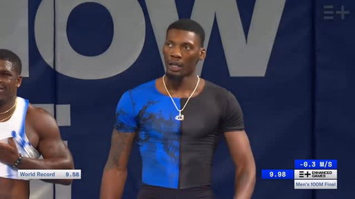 @fkerley99 takes first place in the men’s 100m sprint final.