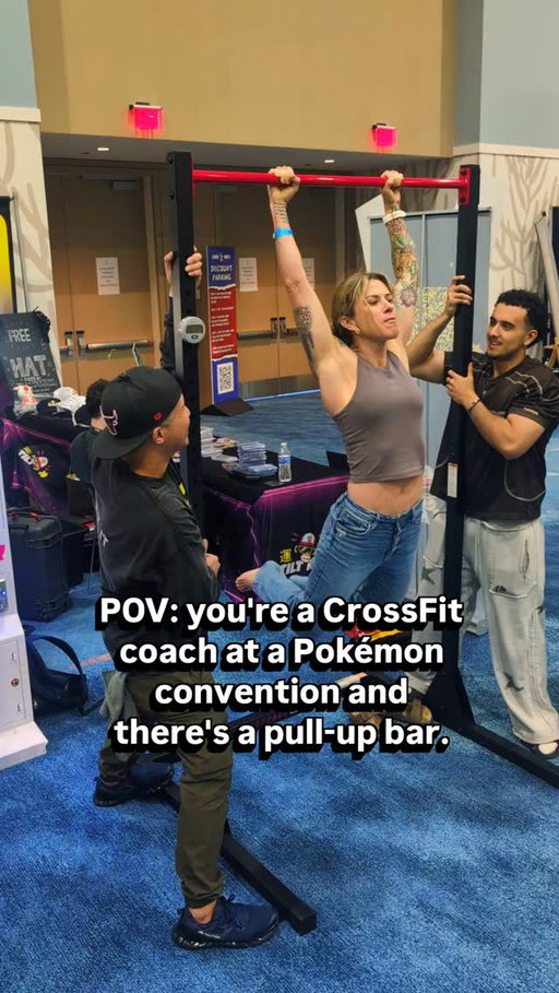 Went to a Pokémon convention with the kids.

Found a pull-up bar.

Won for the women.

Then they asked if I wanted to go head-to-head against the men.

I did. 😈

Two booster boxes for the kids. Zero apologies.

This is what CrossFit actually does to a person.

CF-L3. 11 years. Come find out what that means. DM me for a free class.

Huge shoutout to @tiltripsworld for having the most entertaining booth this weekend!!!

#CrossFit #PullUpChallenge #PokemonConvention #CrossFit #cardparty