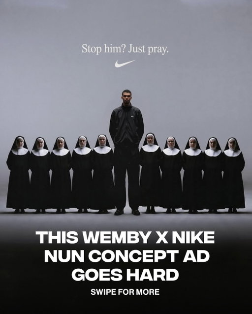 After the Salesian Sisters showed up to Game 4 of Spurs-Thunder, someone really made a Wemby x Nike nun concept ad 😳

📸: @asherhyde