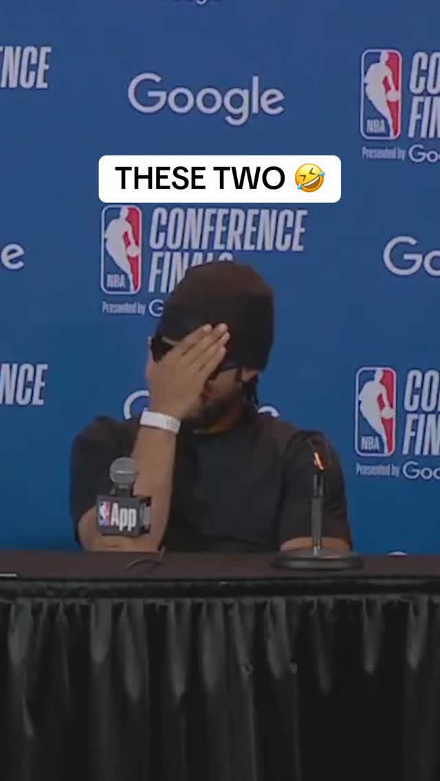 Not sure what’s more hilarious: Josh Hart grilling a reporter for getting chicken wings with his glass of wine, or Jalen Brunson being embarrassed 😭