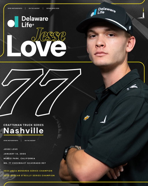 We’ll feel the Love on Friday.
 
@jesselovejr will drive our No. 77 @delawarelife Chevrolet Friday night in Nashville!