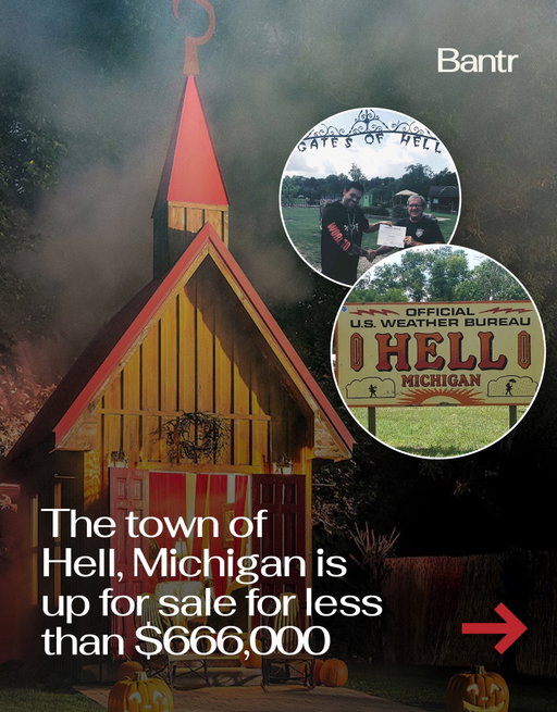 Hell officially hit the market this week.

Hell, Michigan, one of America’s strangest roadside attractions, is now for sale for $625,000, and yes, the listing includes way more than just the name.

The property spans more than seven acres and comes with a souvenir shop, mini golf course, wedding chapel, ice cream stand called the Creamatory, and multiple buildings that helped turn the tiny town into a bucket-list stop.

Owner John Colone spent decades building the attraction after originally acquiring part of the property through a car trade. Now, at 80 years old, he says he’s ready for some “John Time.”

Hell remains open for visitors in the meantime.

Not to influence anyone’s financial decisions, but owning Hell for $625,000 seems like a steal.

Media via Hell Michigan/FB

#readbantr #townforsale #viral