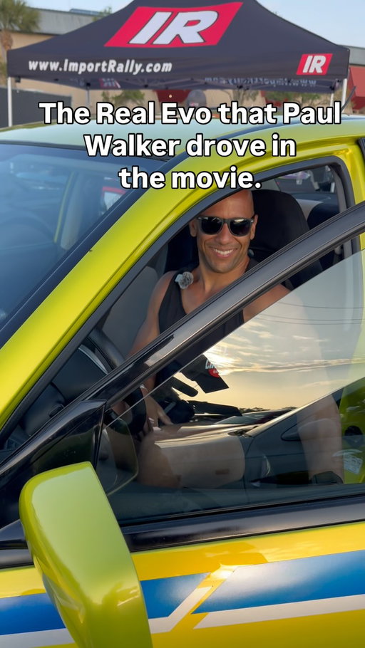 This is the actual Evo that was used in the movie 2 Fast 2 Furious a car that Paul Walker drove himself. @fastandfuriousintegra let me sit in it, such a killer collection of movie used cars he has.
