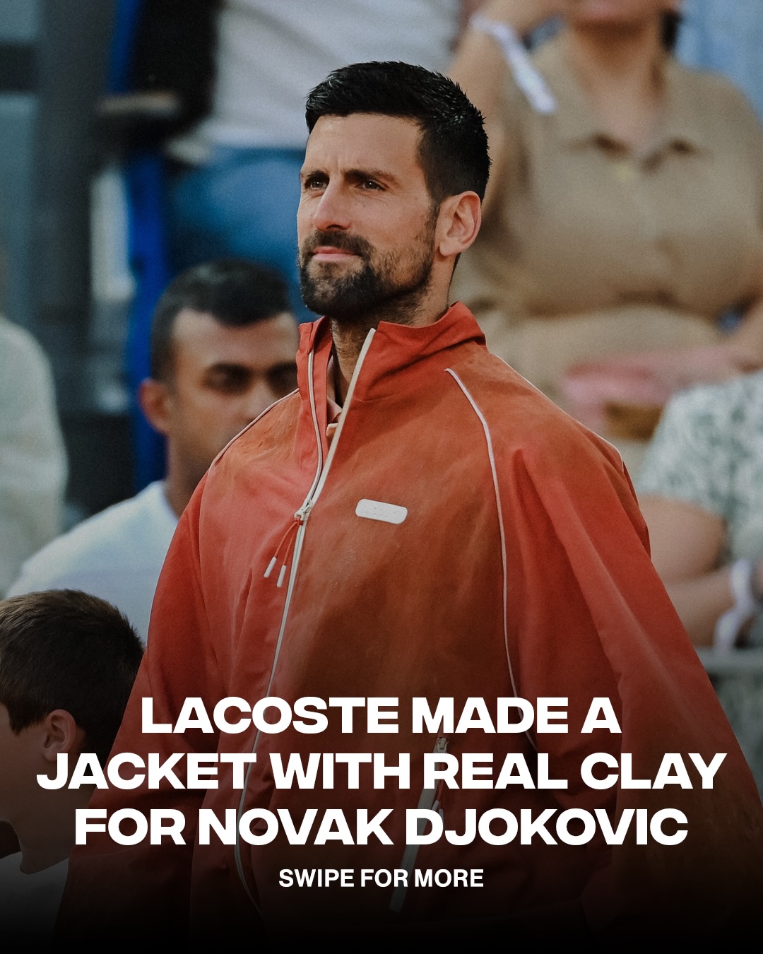 This jacket is a work of art🔥

Novak Djokovic stepped onto the Roland Garros 2026 wearing a custom @lacoste jacket designed by creative director Pelagia Kolotouros, featuring 3D detailing and handcrafted clay finishes.
