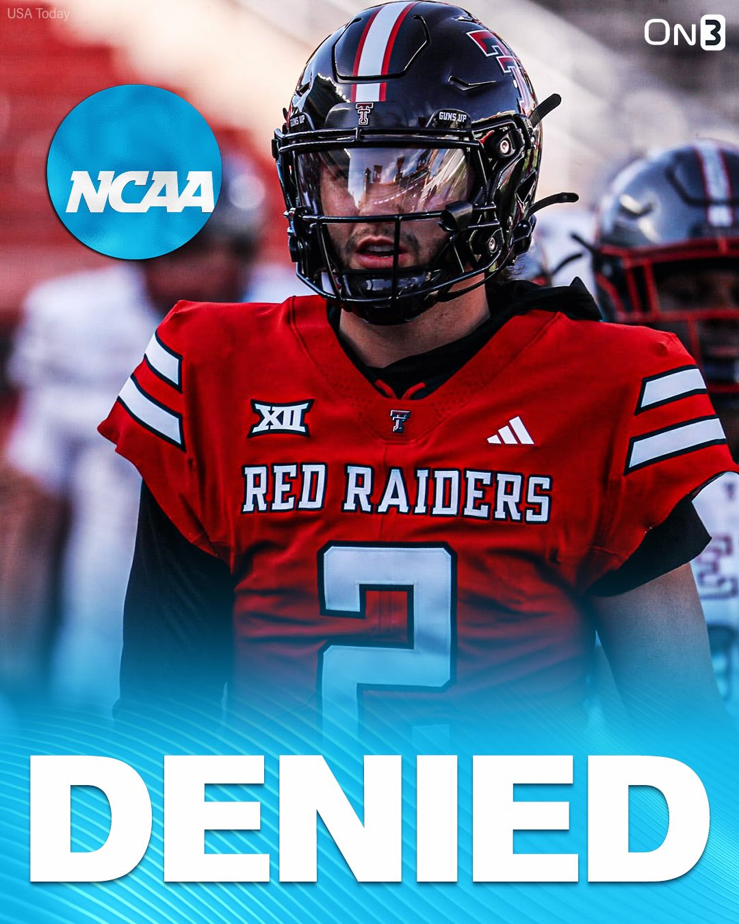 The NCAA has denied Texas Tech QB Brendan Sorsby’s request for reinstatement for eligibility, Pete Nakos confirms❌

Follow @On3 for the BEST of College Sports